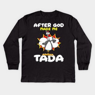 After God Made Me He Said Tada Funny Christian Chicken Kids Long Sleeve T-Shirt